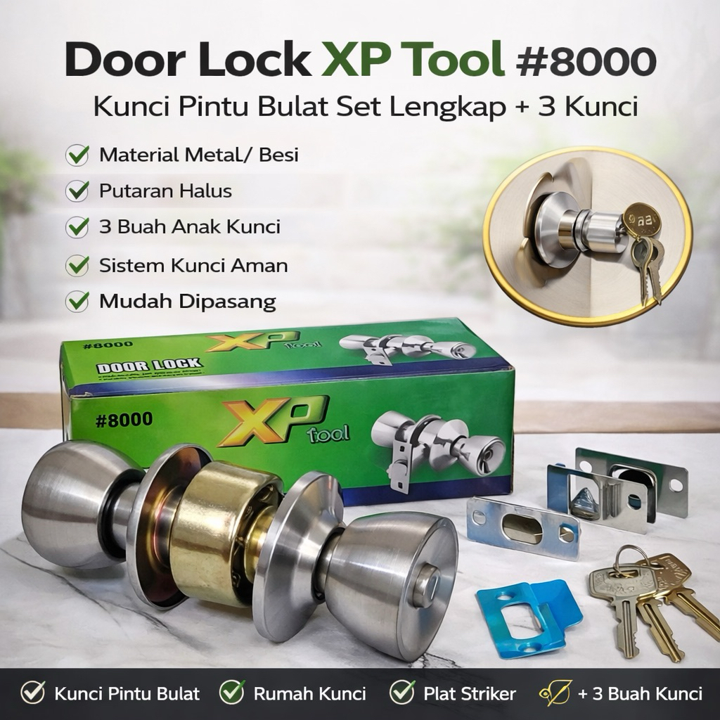 Kunci Bulat XPTOOL Kunci Pintu Bulat Kamar Mandi Slot Pintu Bulat WC