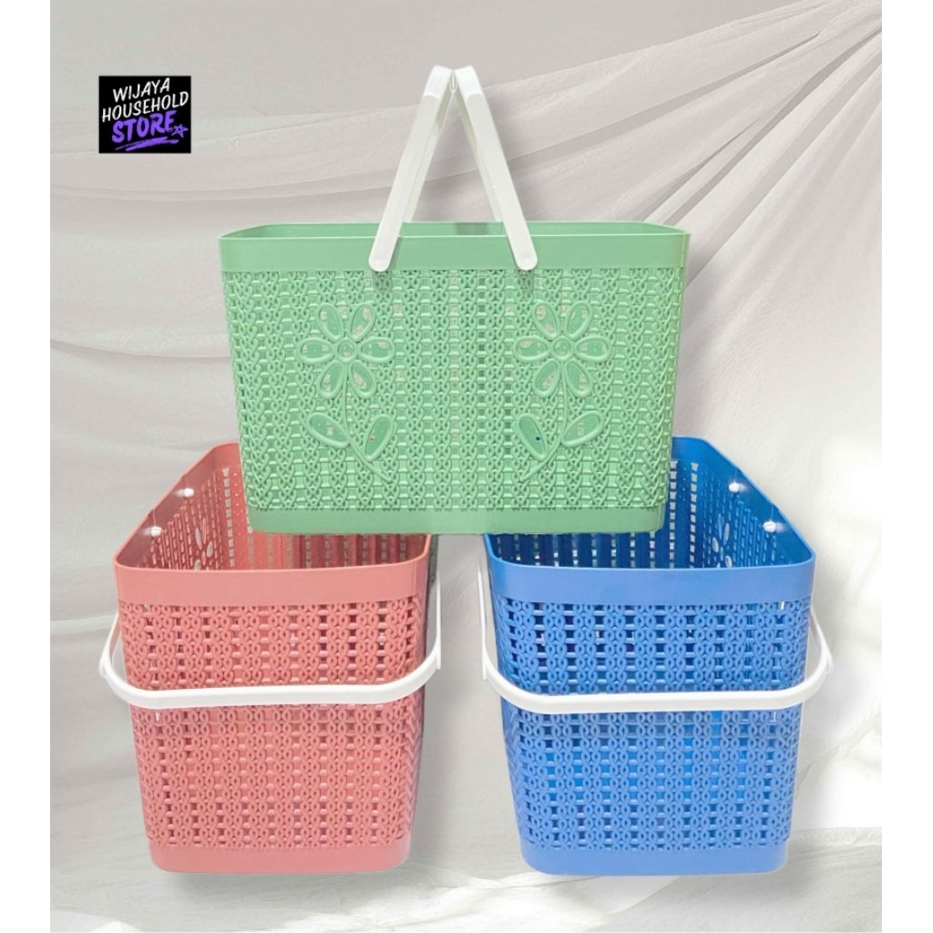 Keranjang Kotak Serbaguna / Keranjang Makeup / Keranjang Gagang / Keranjang Plastik / Keranjang Kota