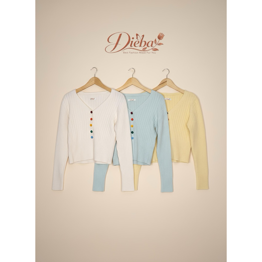 (READY) Elora Cardigan Knit Korea Lengan Panjang Kancing Rainbow