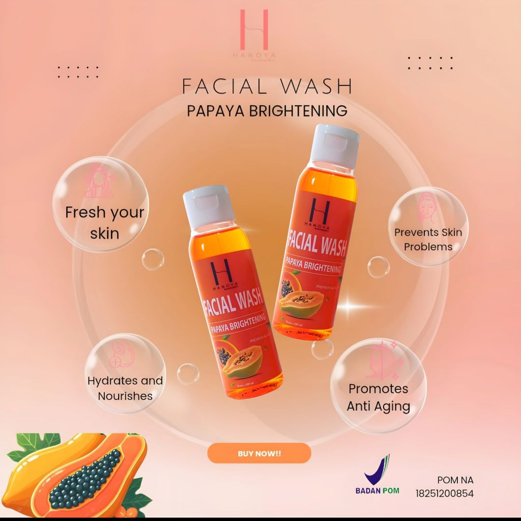 [100ml] hanoya sabun papaya cair facial wash papaya brightening