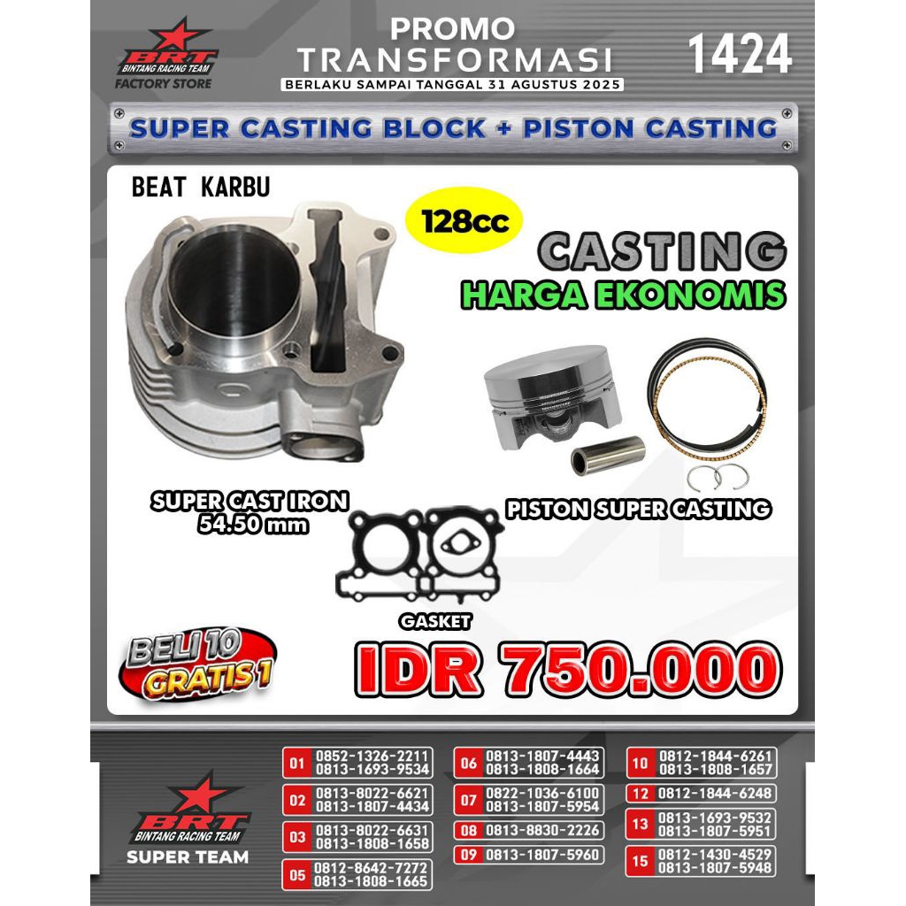 BLOK SEHER SET PISTON  HONDA BEAT KARBU BRT