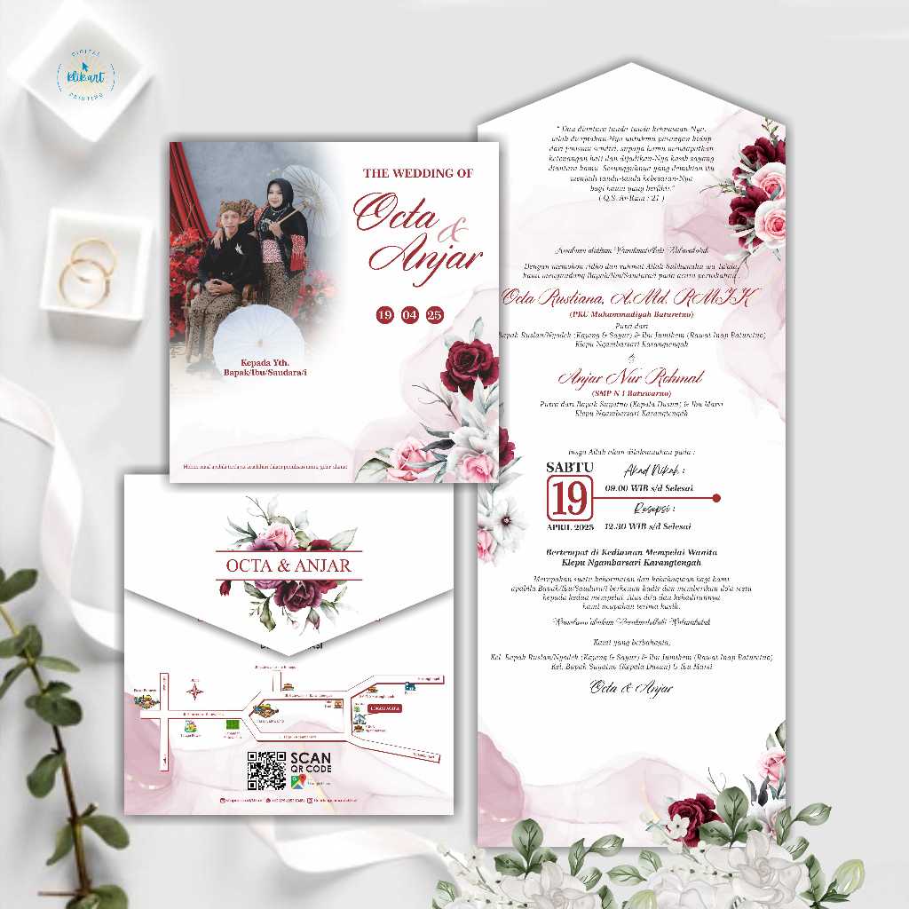Undangan Pernikahan Brief BC 150gsm Free Custom Desain dan Foto Lipat 3