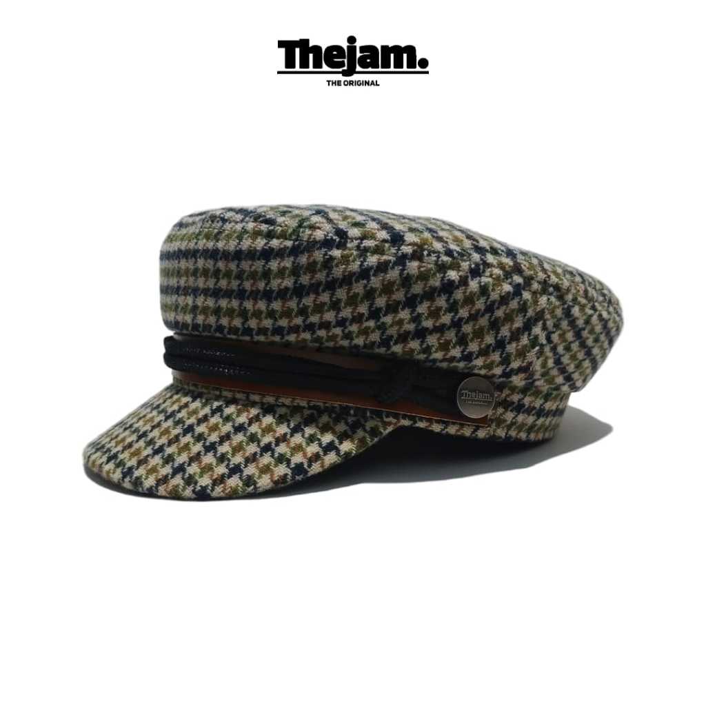Thejam. Topi Fisherman | Sailor hat wool houndstooth green | Fiddler cap