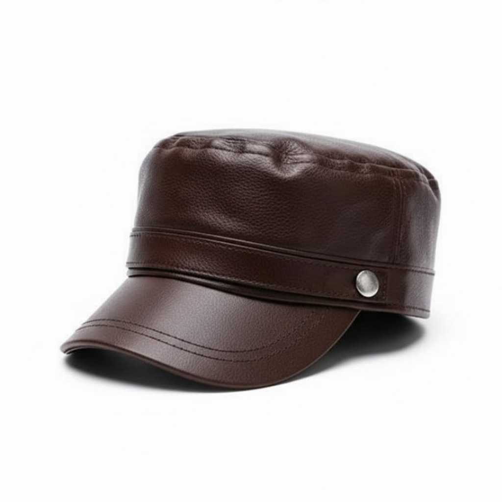 Topi Pria Komando Kulit Sintetis Premium Topi Kulit Asli