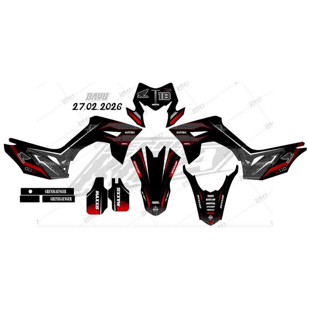Decal Crf 150 l Hitam Merah Supermoto Keren