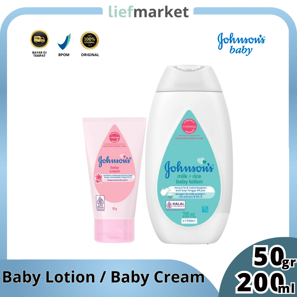 JOHNSON'S BABY Lotion Baby Cream I Krim Bayi I Lotion Bayi 50g 200 ml