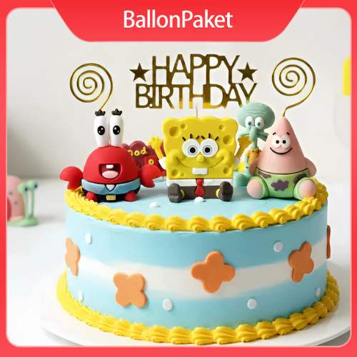 Cake Topper Kue Ulang Tahun Tema Spongebob  Patrick Mr Crab 3D Figure Mainan Mini Hiasan Dekorasi Pe