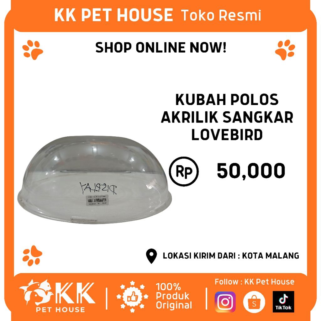 0840-KUBAH POLOS AKRILIK SANGKAR LOVEBIRD