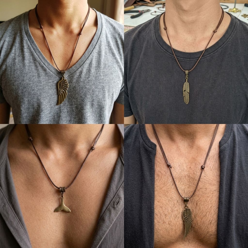 KALUNG COWOK TALI COKLAT (TALI BISA DIPANJANG PENDEKKAN)