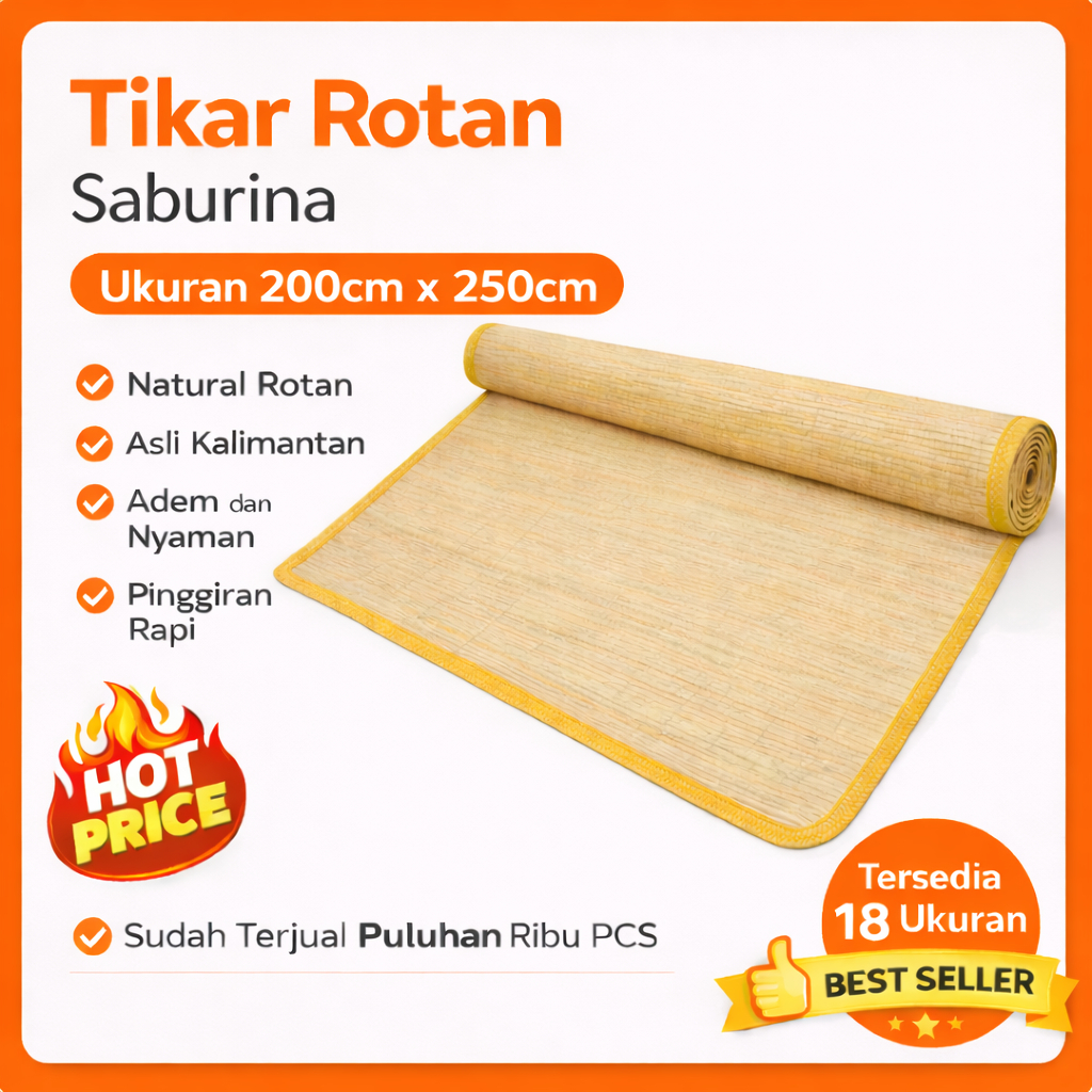 Saburina 200 x 250 [M009] - Tikar Rotan Saburina, Lampit Rotan Kalimantan, Lampit Saburina, Karpet B