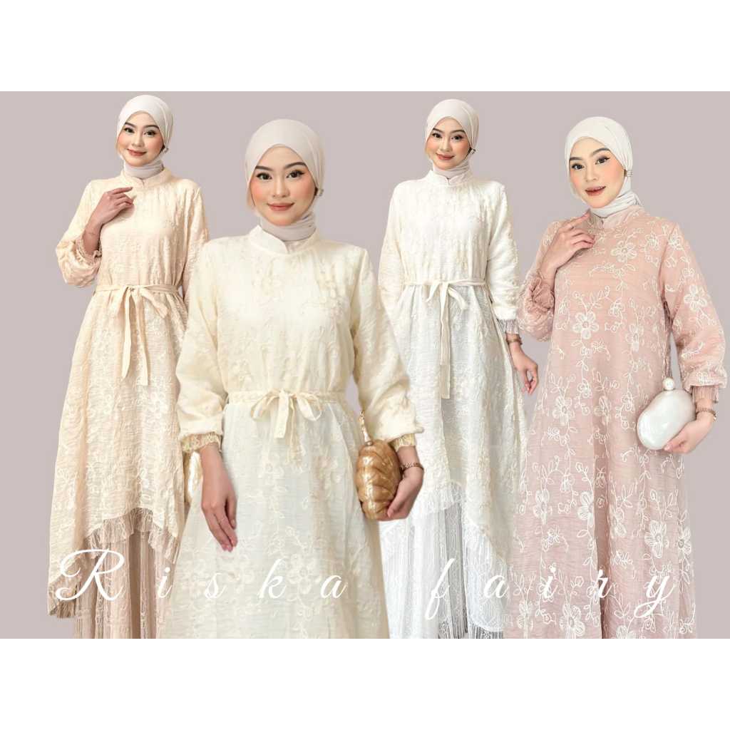 RISKA FAIRY - Dress gamis by adnbusana | Gamis pesta mewah | Baju kondangan wanita kekinian | Dress 