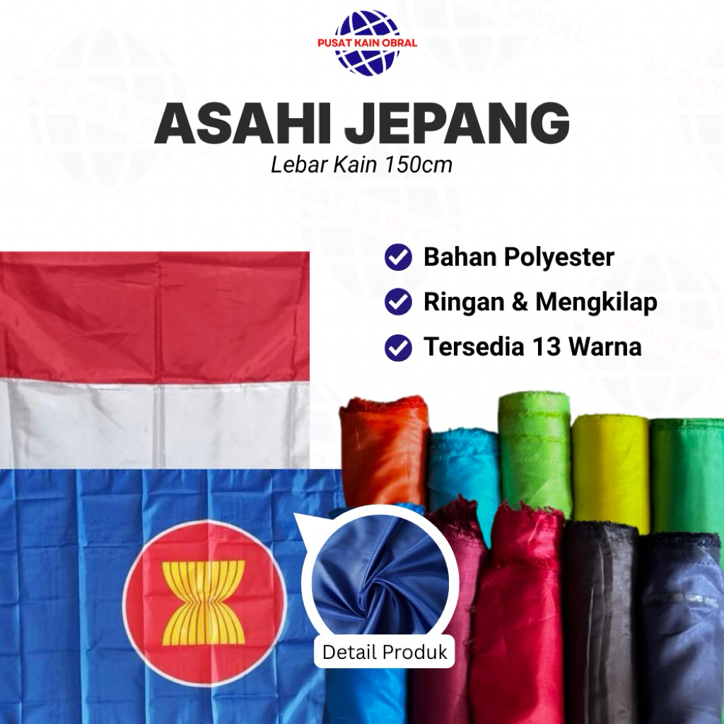 KAIN ASAHI JEPANG (Per 0,5 Meter) LEBAR 150 CM / bahan furing / kain furing / kain habutay / kain ab