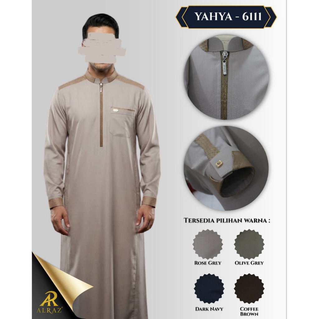 ALRAZ JUBAH KATUN WARNA DESAIN YAHYA FS 6111 – KANCING & ZIPPER DEPAN