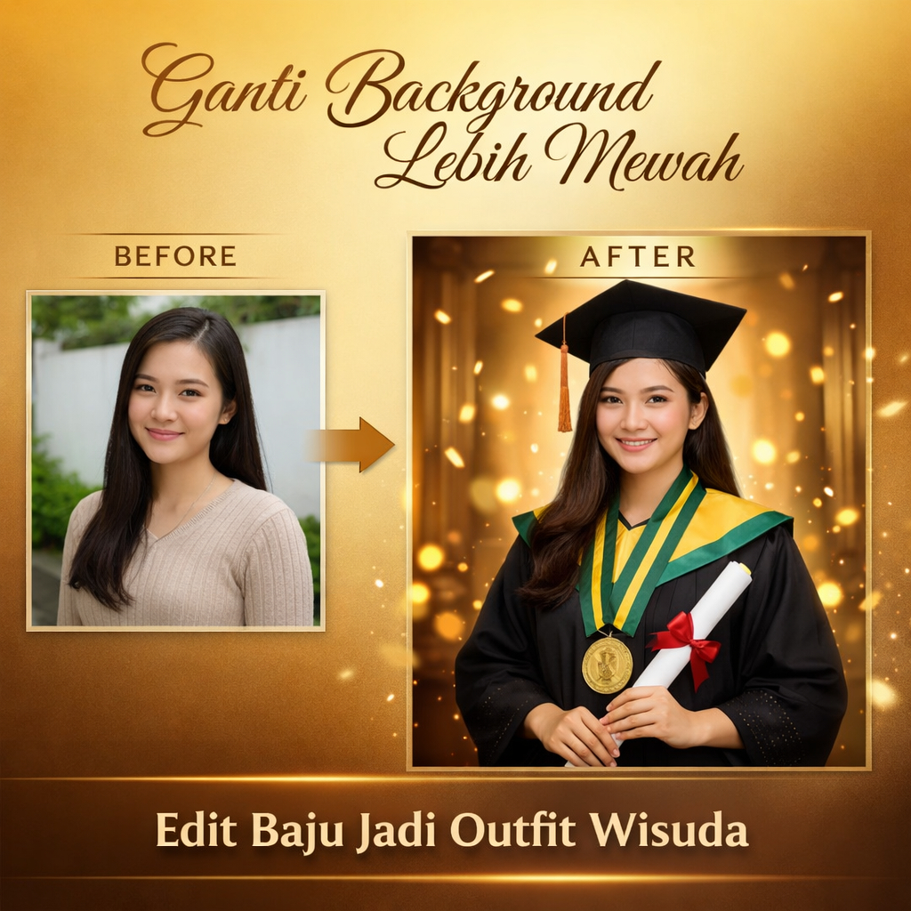 Edit Foto Wisuda & Lamaran – Ganti Outfit & Background Premium