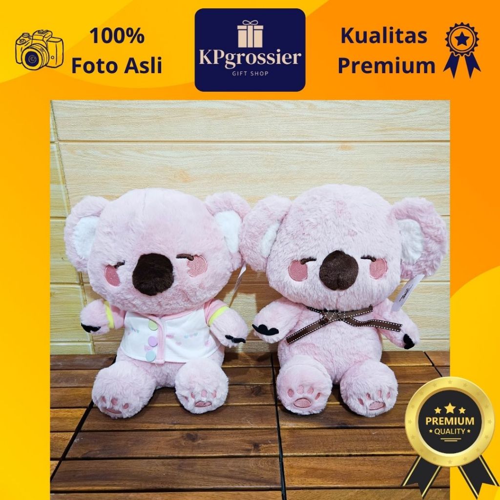 Boneka Koala Pink Pakai Baju Pita Lucu Jumbo Halus Lembut 30 cm