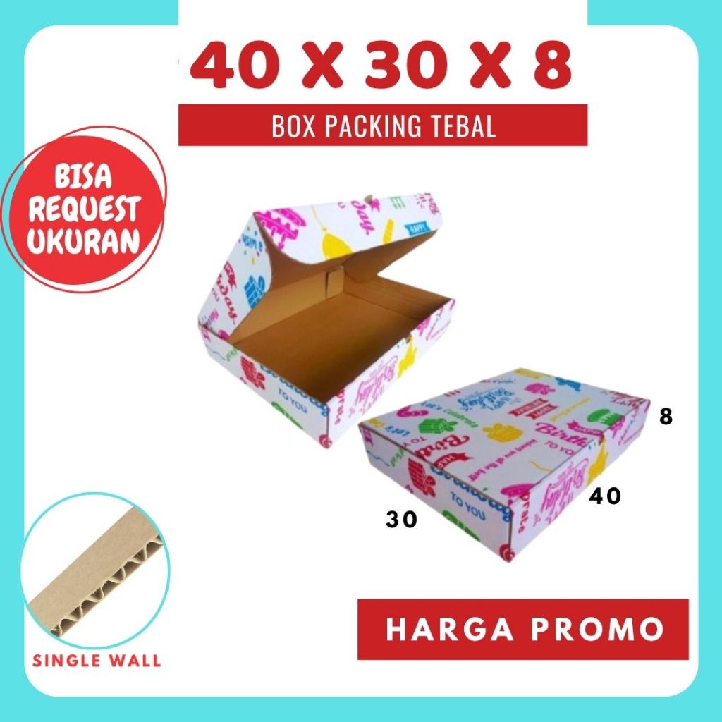 kardus 40x30x8 LD Box Ultah Kado Happy Birthday Kemasan Kotak Kado Tas Kardus Hampers Jumbo