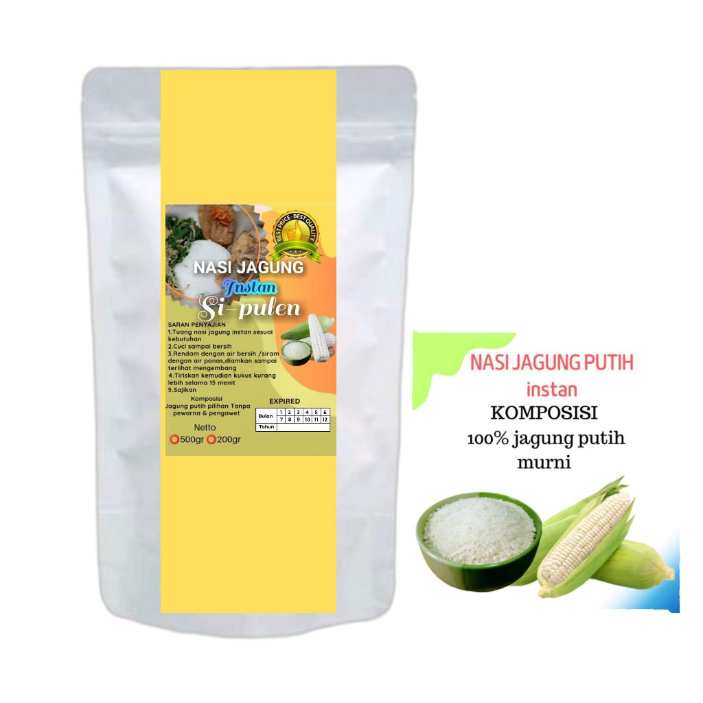 125gr Nasi jagung instan/Nasi ampok/Sego jagung/Nasi jagung putih instan(organik)/pengganti nasi ber