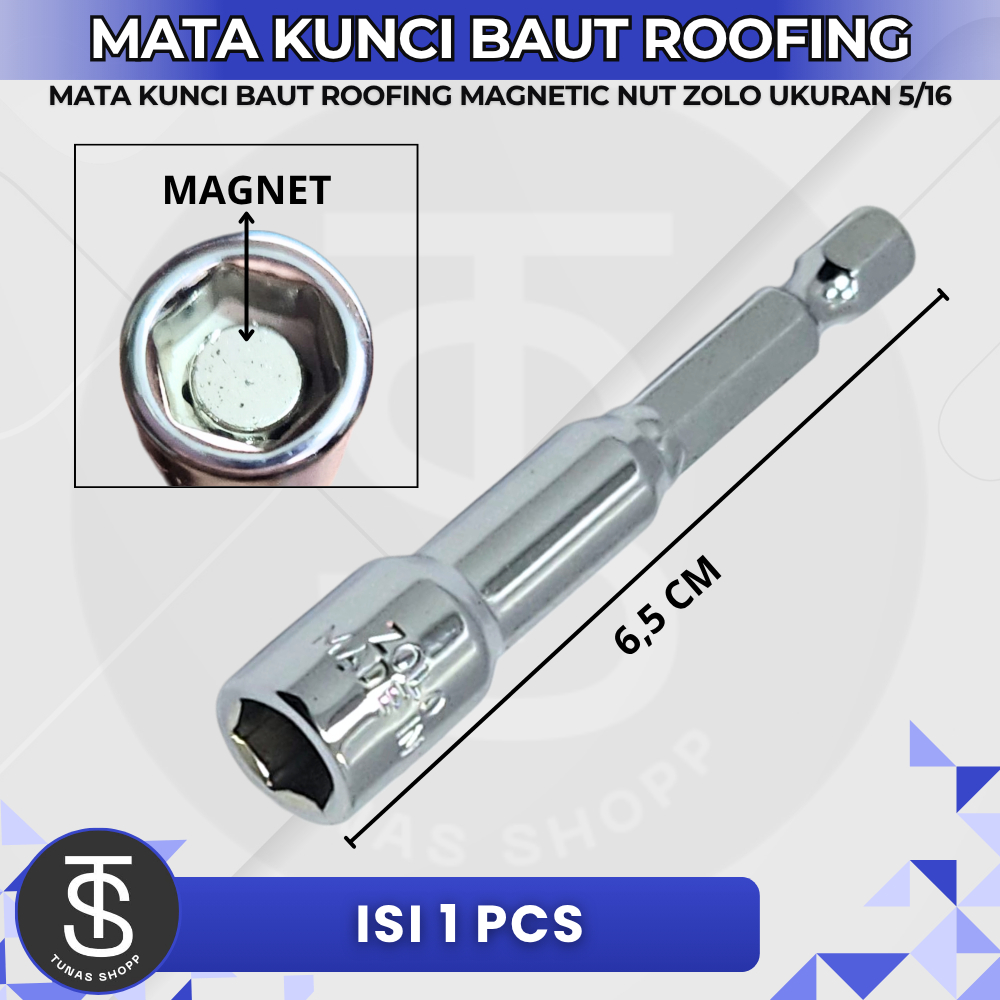 Mata Kunci Baut Roofing 5/16 Zolo / Mata Kunci Roofing 5/16 Magnetic Hex Nut ZOLO Presisi Anti Slip.
