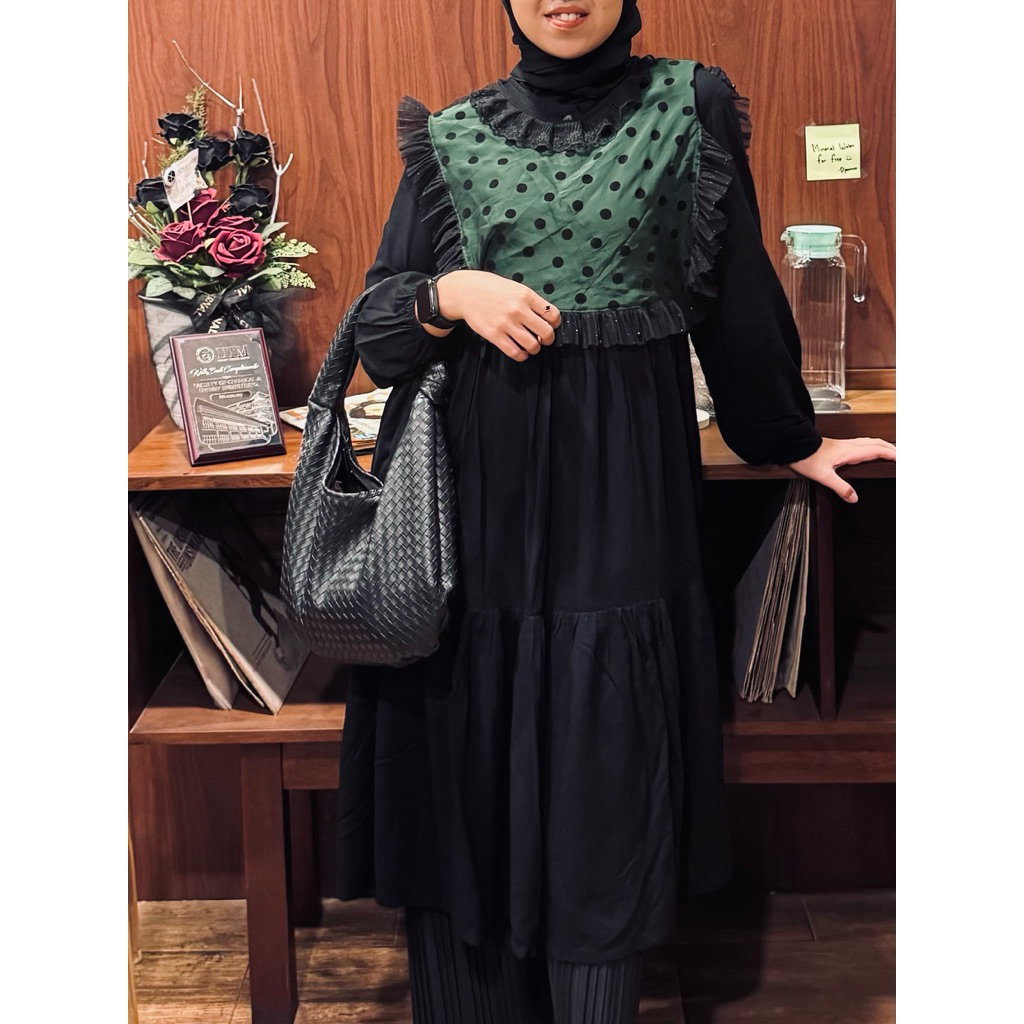 Rompi Vest Polka / Polkadot Hitam / Vest Tile / Vest Kondangan