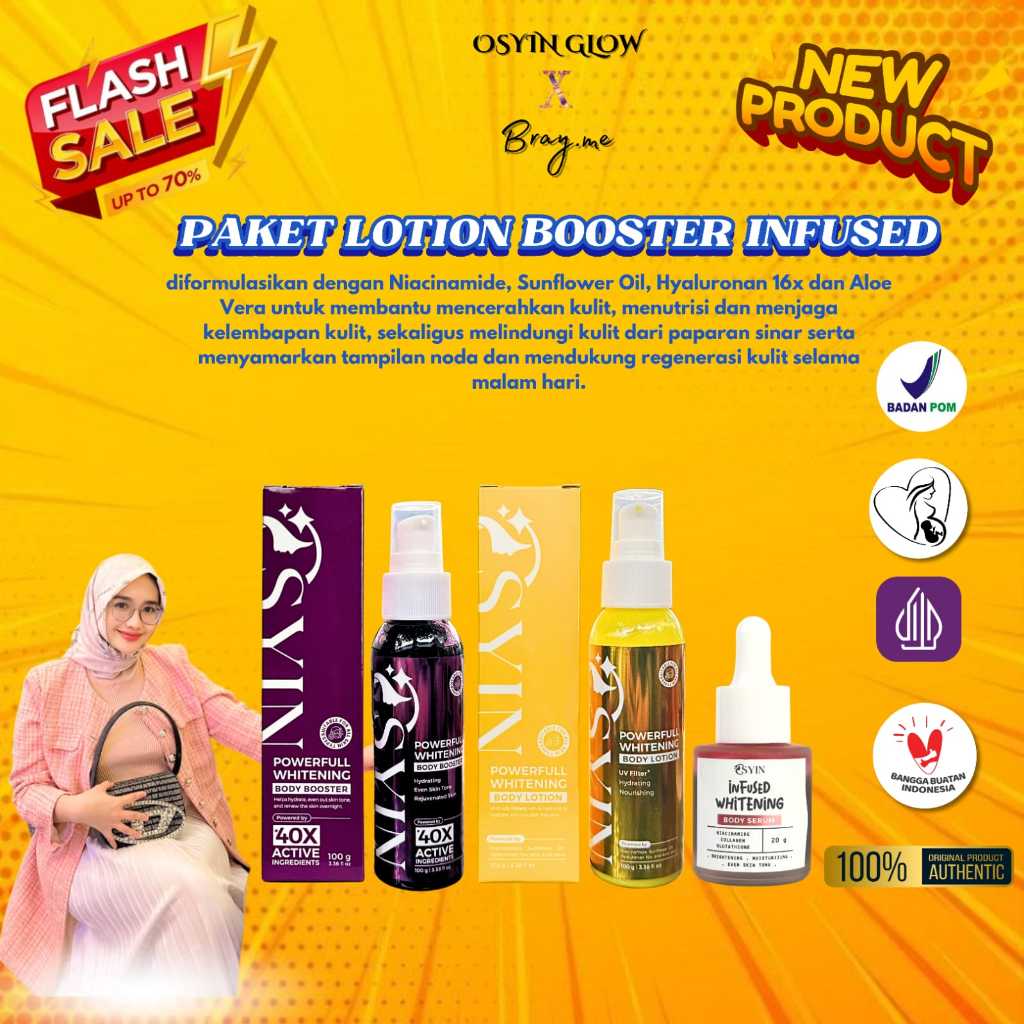 PAKET POWERFULL WHITENING Body Lotion + Body Booster + Infused Whitening Osyin Glow