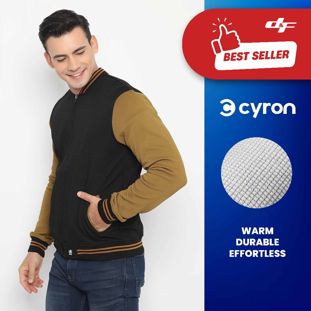 d&f Jaket Bomber CVC Pria - Hitam Tobacco
