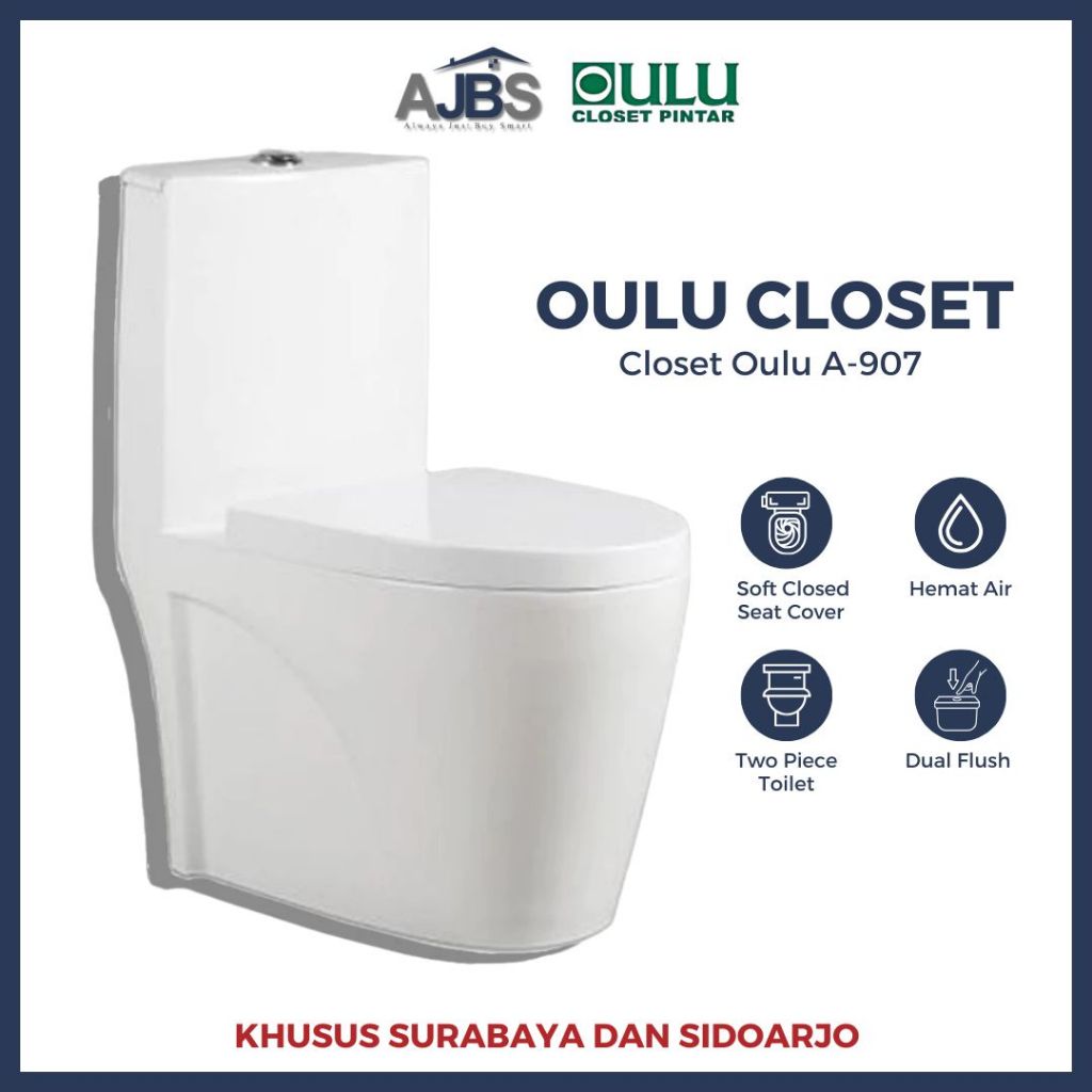 OULU A907 Hydraulic One Piece Kloset Duduk Closet duduk Toilet duduk - AJBS Home Center Surabaya
