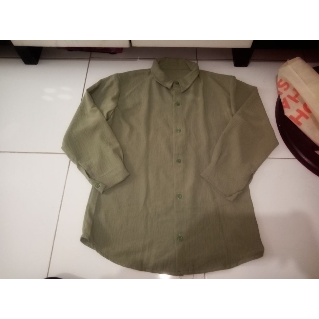pakaian wanita kemeja hijau muda || preloved