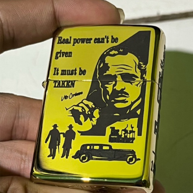 korek api zippo usa original 3 side gold the god father series limited edition