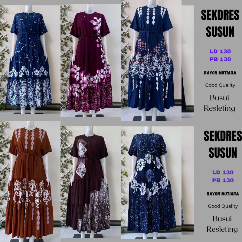 Ariefa Batik - Bisa COD Sekdress Susun Batik Cap - Dress Batik Terbaru Busui - Sekdress Susun Rayon 