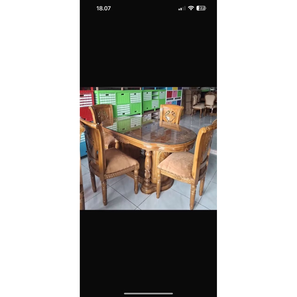 Meja makan Salina kursi 4 kayu jati