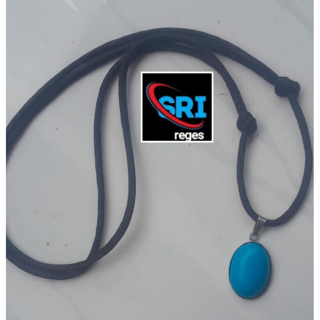 KALUNG SATIN BANDUL BATU PIRUS BIRU POLOS 18mm ORIGINAL NATURAL COMPOSITE