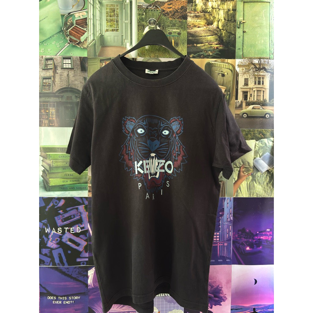 Kenzo Tiger in Cotton T-Shirt Preloved