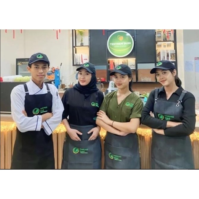 CELEMEK HALF/ APRON HALF RESTORAN KOKI BORDIR LOGO CUSTOM