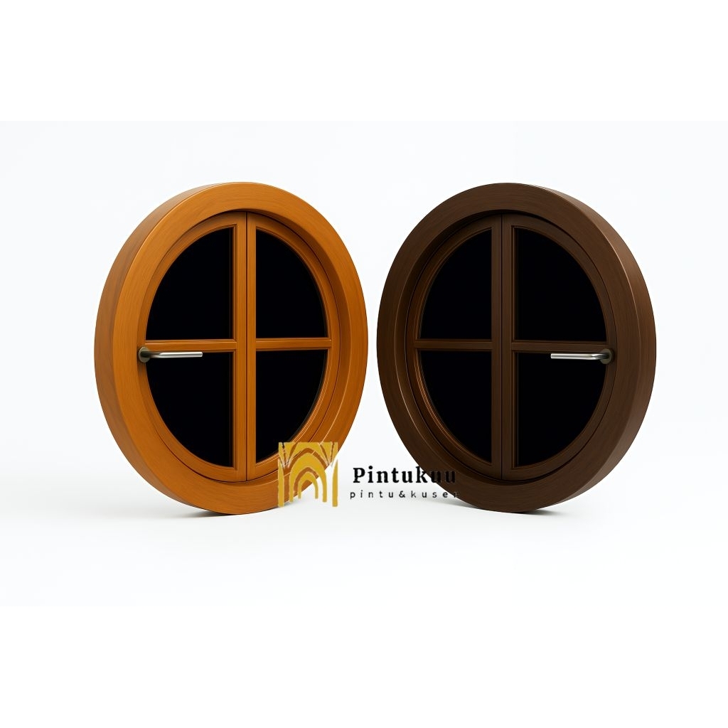 Jendela Bulat Kayu Diameter 60-70 cm Kusen Jendela Kayu Jati Aesthetic JKB