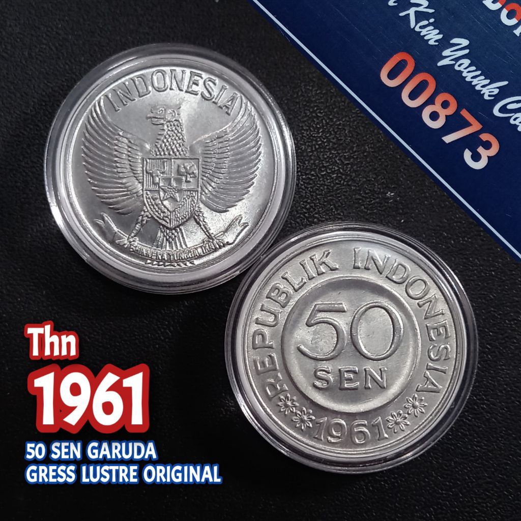 UKI061Coin 50 Sen Garuda Thn 1961 Gress Lustre Original