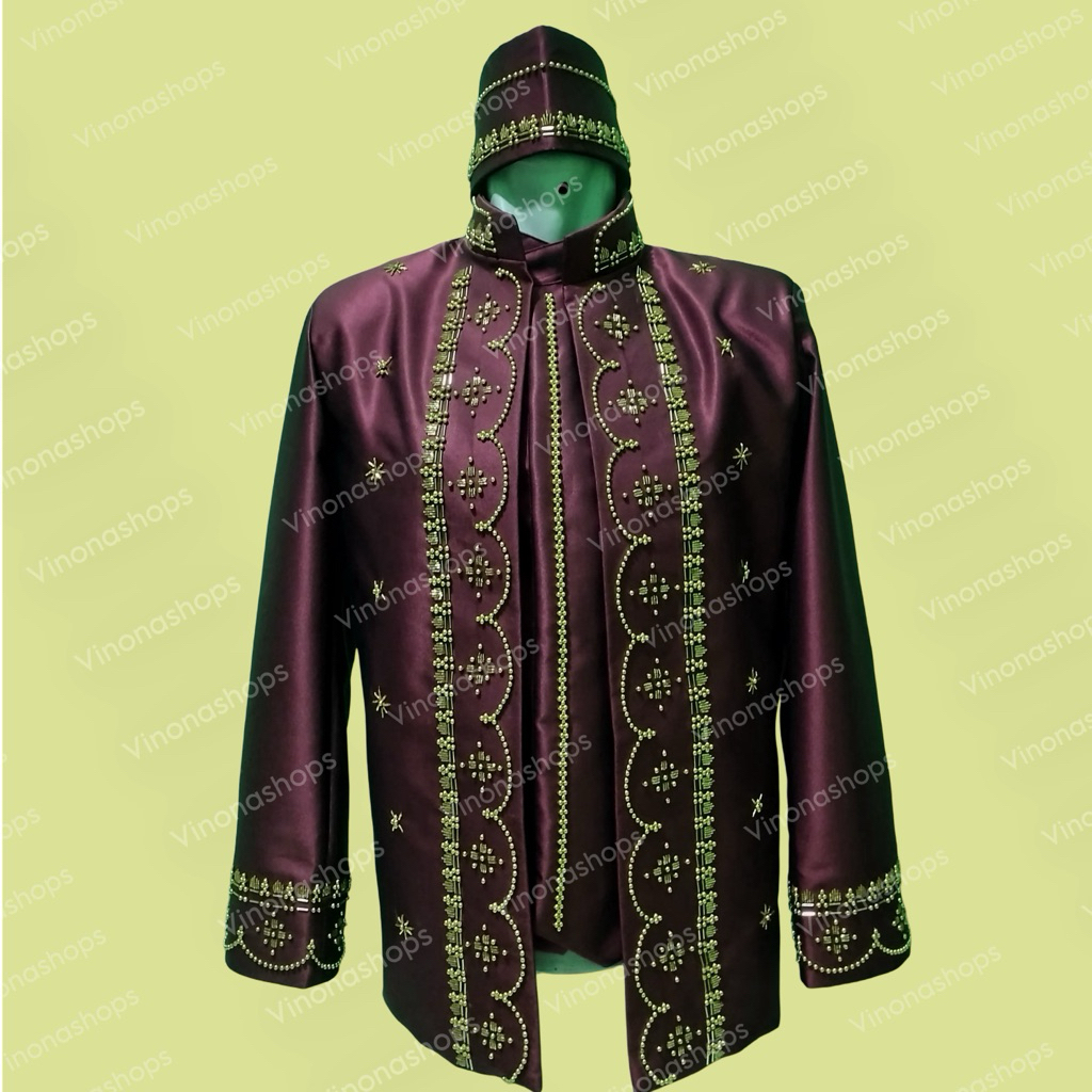 Beskap Basofi Pengantin Pria warna burgundy | Basofi Pengantin | Beskap Basofi Muslim