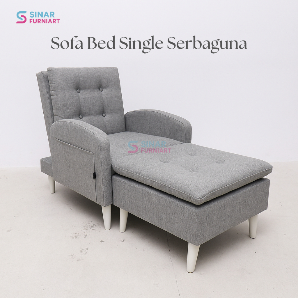 Sofa Bed Single Sofa Recliner Minimalis – Kursi Lipat Beludru Estetik & Nyaman