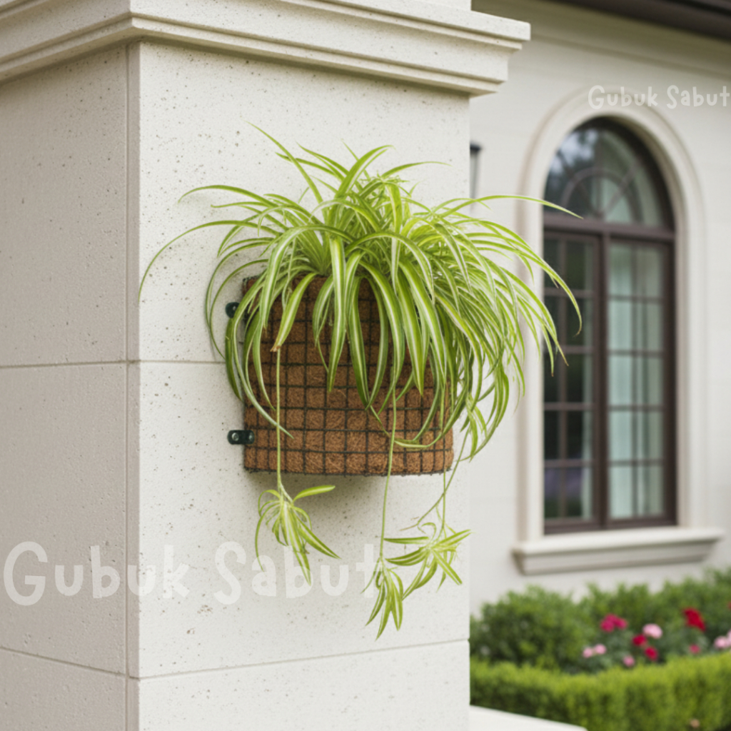 Pot Tempel Dinding Sabut Kelapa / Pot Setengah Lingkaran Vertikal Garden