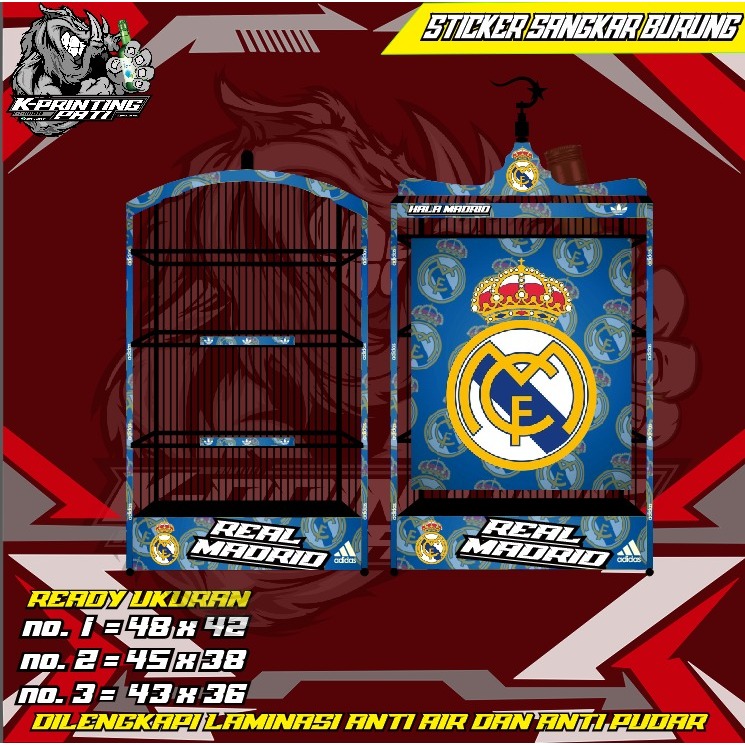 Stiker Decal HALA MADRID SANGKAR BURUNG/sangkar burung kotak/koper burung cucak ijo dll