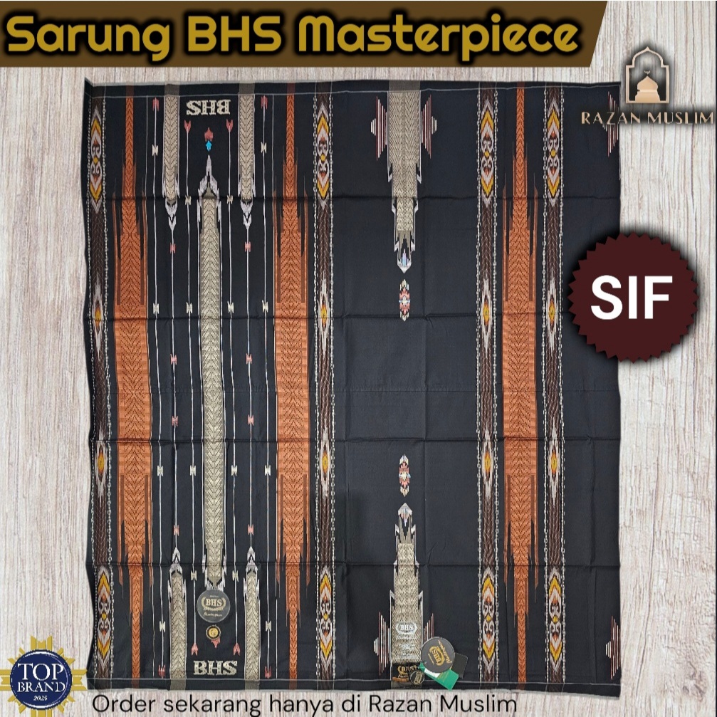 Sarung BHS Masterpiece Gold Motif M79 SIF Hitam Cokelat