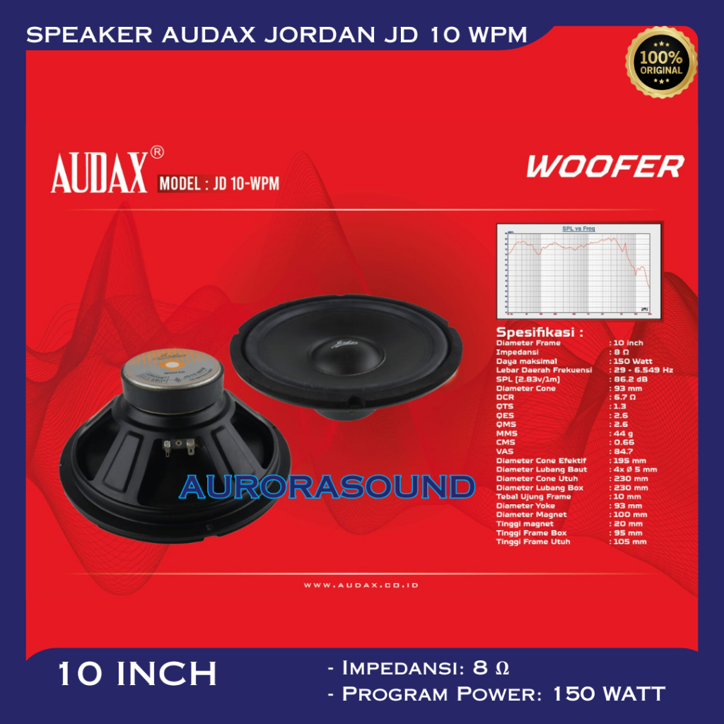 SPEAKER AUDAX JORDAN JD 10 WPM SPEAKER PASIF 10 INCH WOOFER ORIGINAL