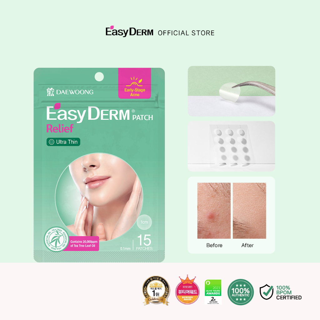 EasyDerm Beauty Relief (15 pcs) - Acne Pimple Patch Jerawat Korea BPOM Tea Tree Leaf Oil