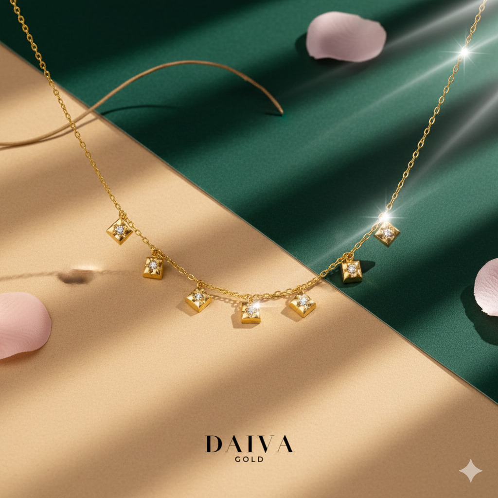 [NEW] Kalung Emas Asli Elina Rose Berlian Asli Diamond 18K
