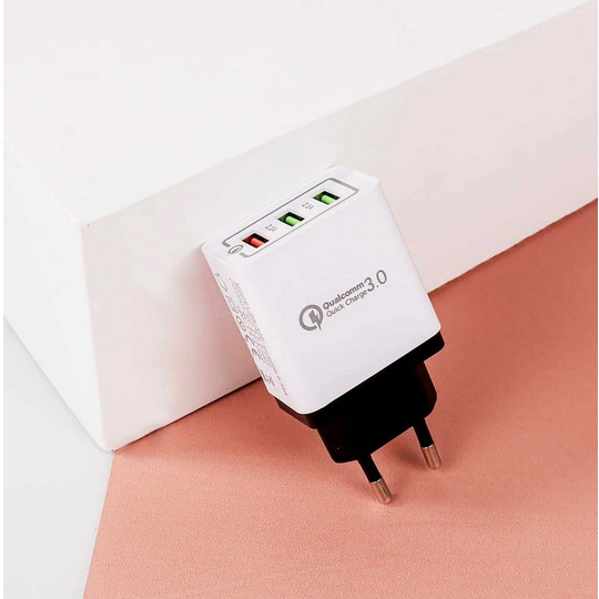 Kepala Charger Cas HP Handphone Smartphone Colokan USB 3 Port Lubang