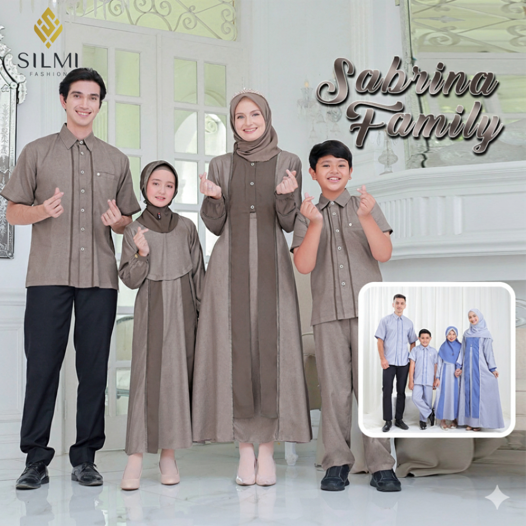 SILMI - Gamis Couple Pasangan Kekinian - Gamis Keluarga Kondangan Katun Madinah Sabrina