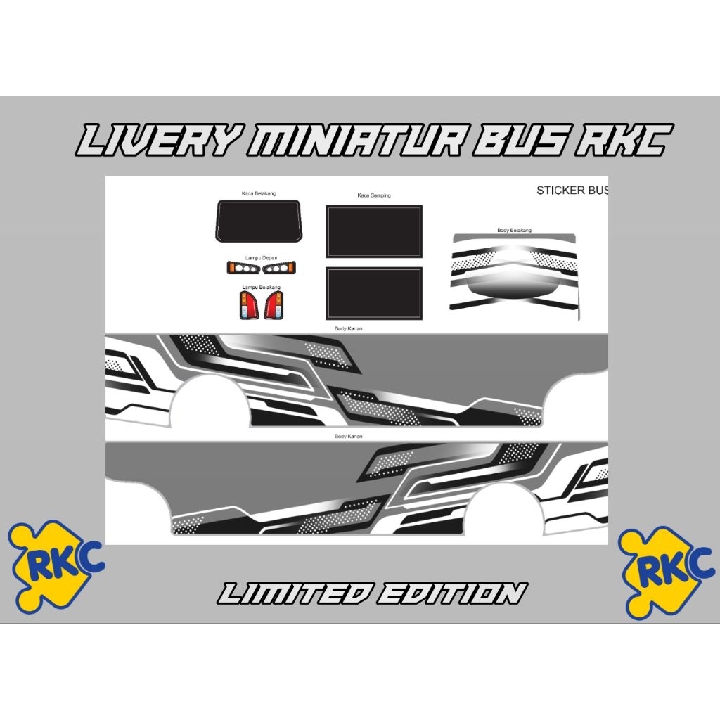 livery miniatur bus rkc, livery limited edition, aksesoris miniatur bus, livery miniatur bus rkc, ak