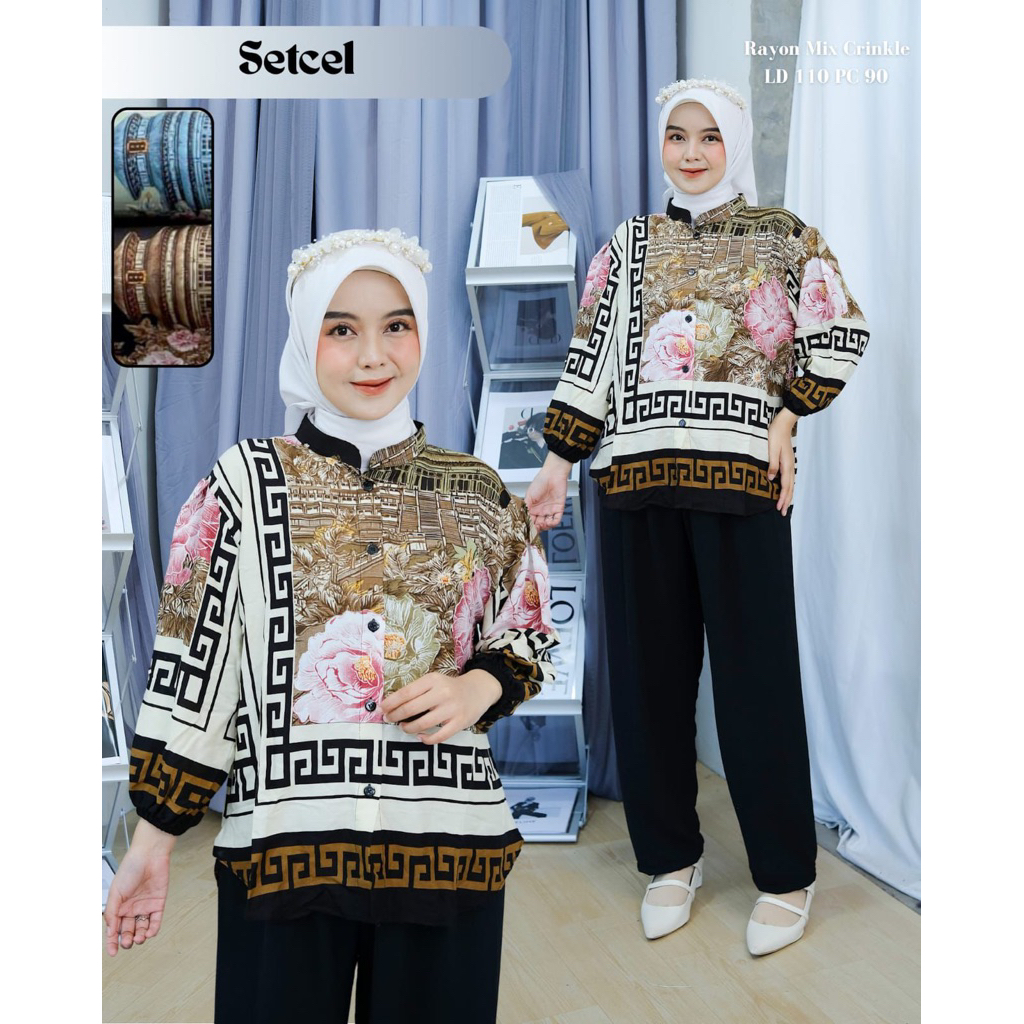 ONE SET CRINKLE MOTIF KOTAK KOMBINASI