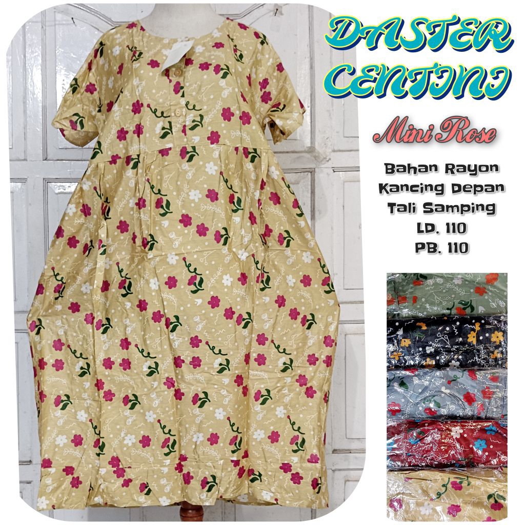 DASTER CENTINI Motif Mini Rose // Bahan Rayon LD. 115 // Kancing Depan