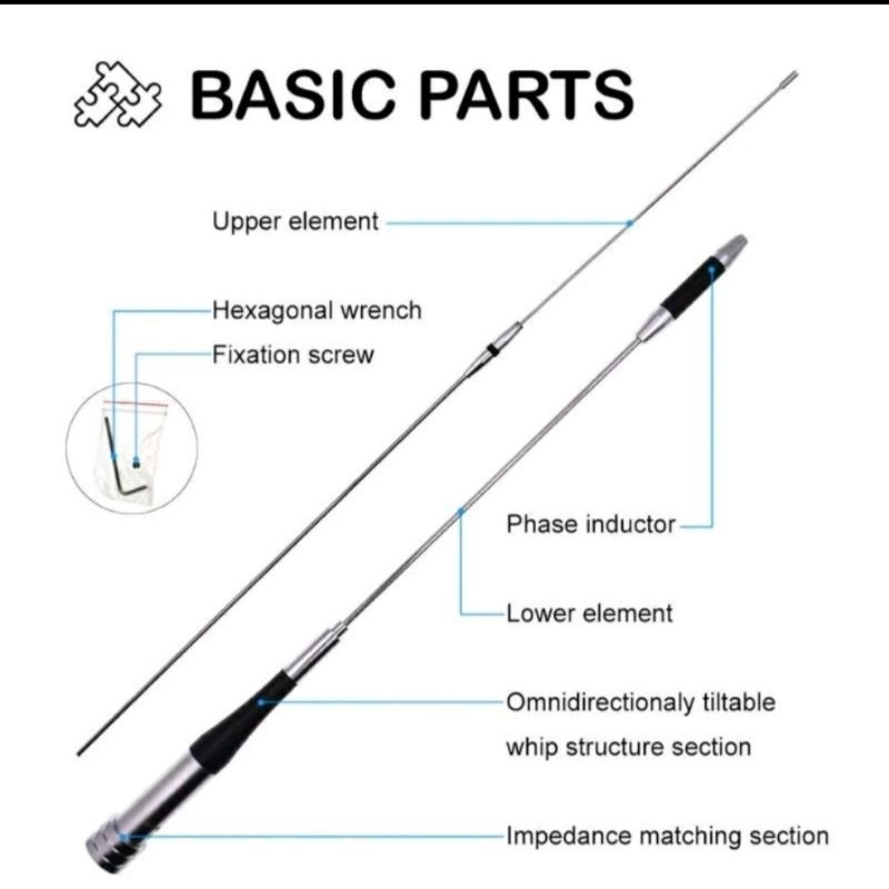 ANTENA MOBIL DUALBAND VHF UHF TOURING SG7500 ANTENA RADIO ICOM YAESU SUPER GAINER SG-7500 DIAMOND AN