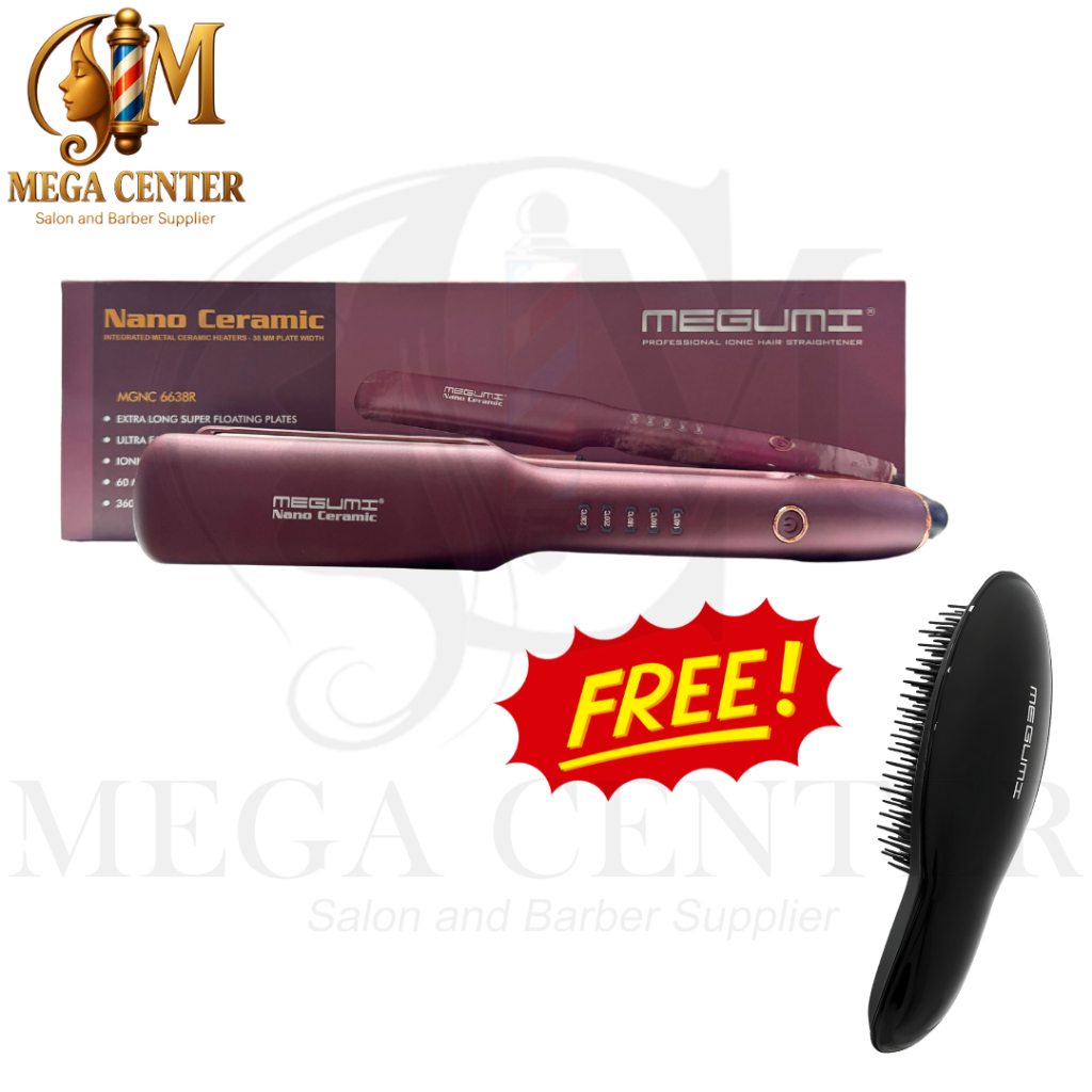 MEGUMI Catokan Nano Ceramic MGNC 6638R Maroon FREE Hair Brush